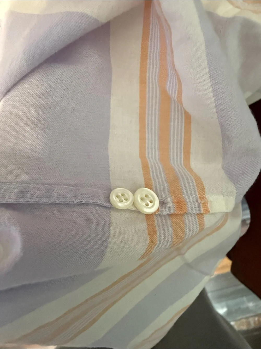 J.Crew Size 12 Striped Popover Shirt Lavender Orange Cotton Button Down
